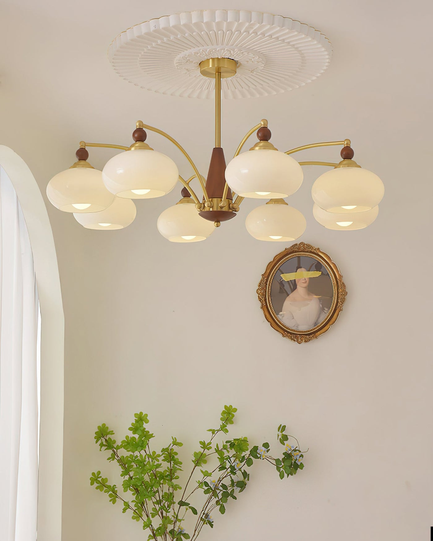 Delira Plafondlamp Retro Hout & Goudglas