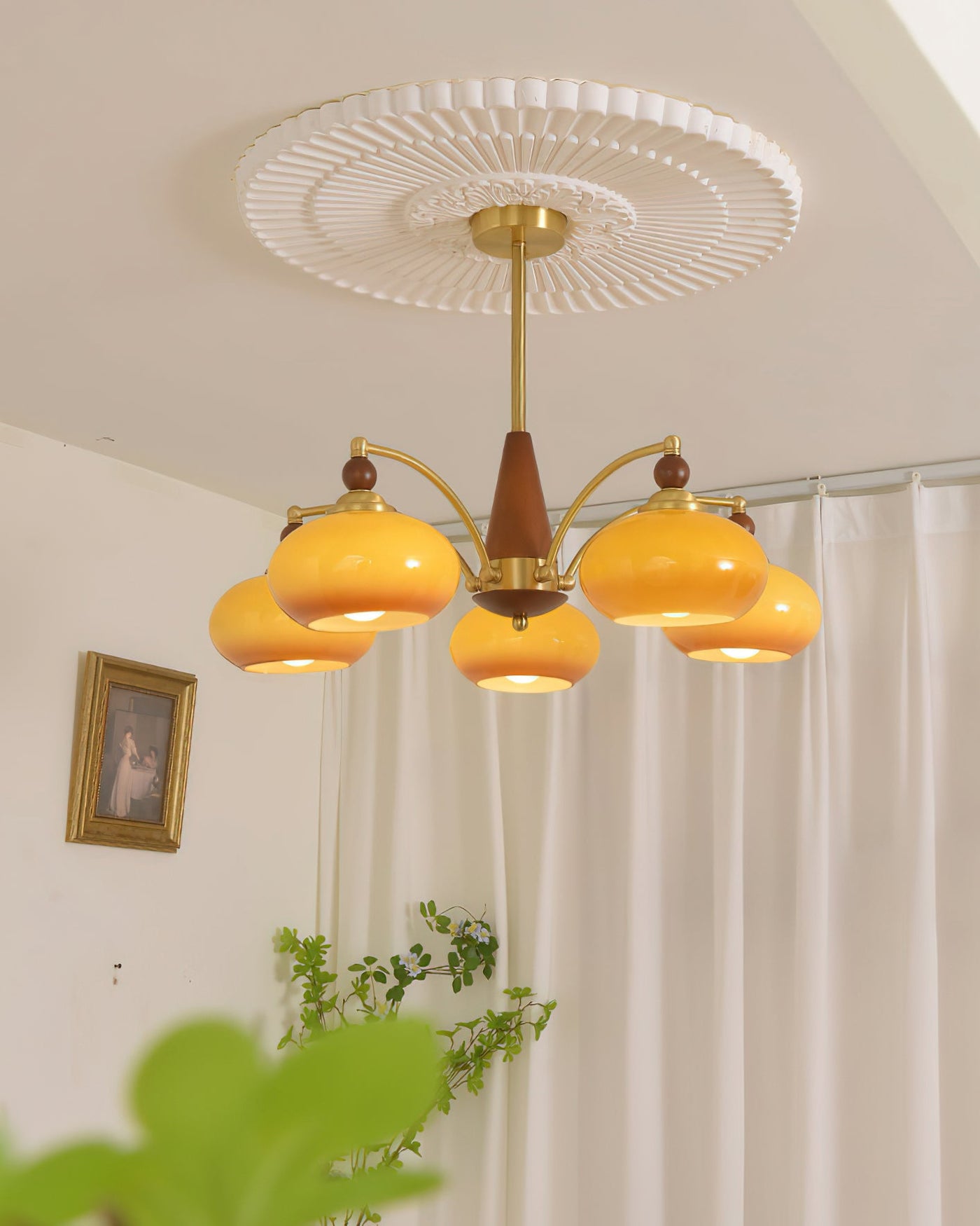 Delira Plafondlamp Retro Hout & Goudglas