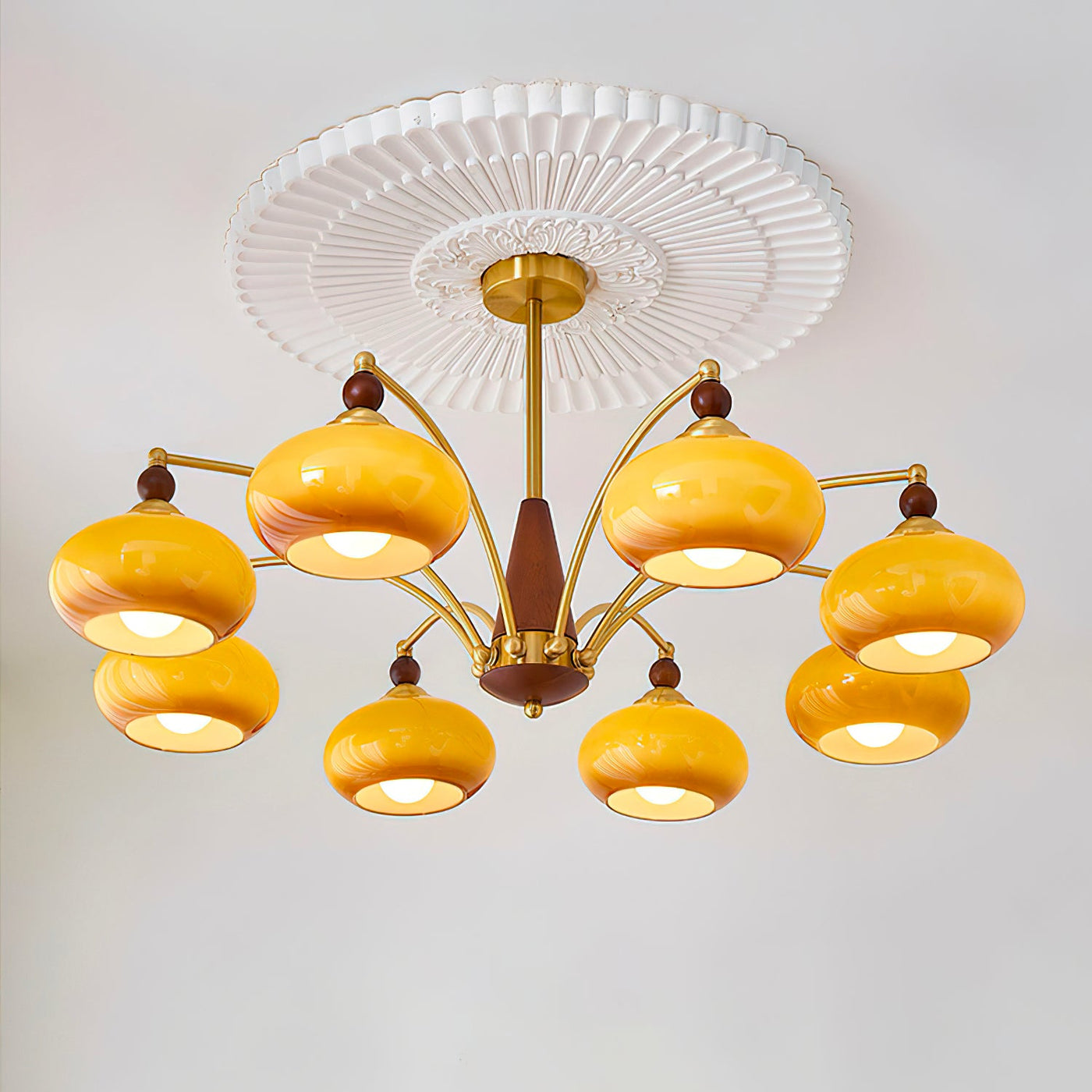 Delira Plafondlamp Retro Hout & Goudglas