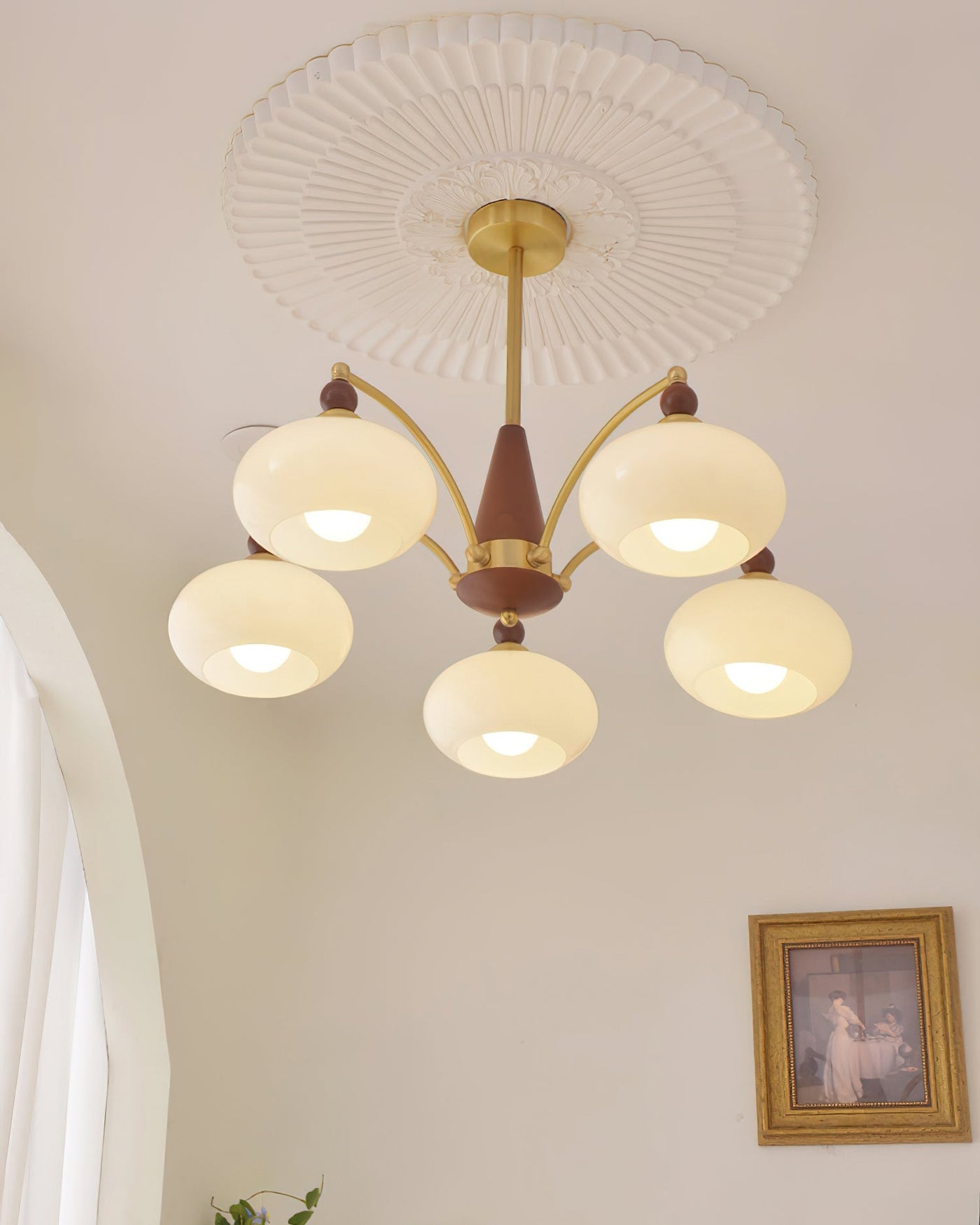 Delira Plafondlamp Retro Hout & Goudglas