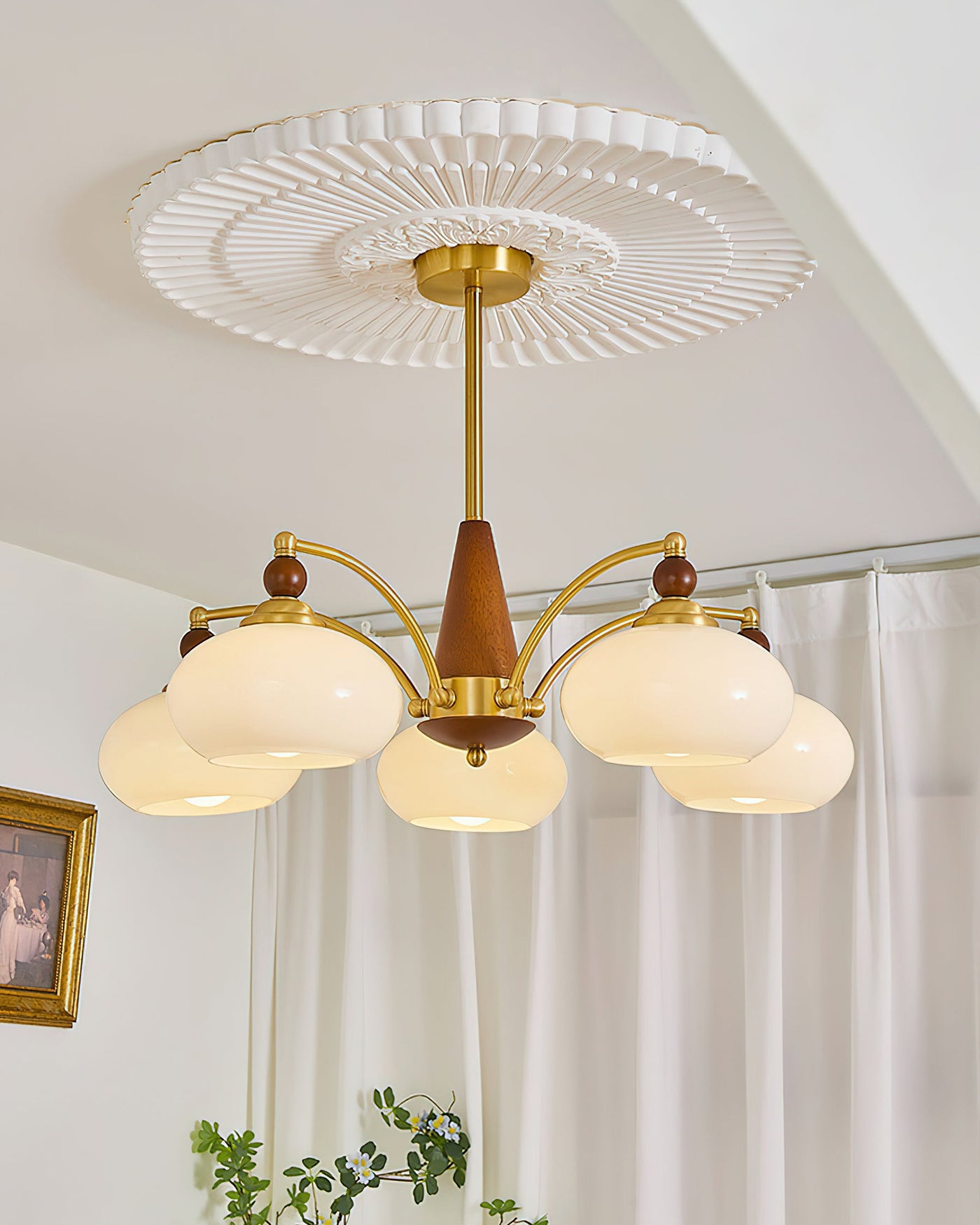 Delira Plafondlamp Retro Hout & Goudglas