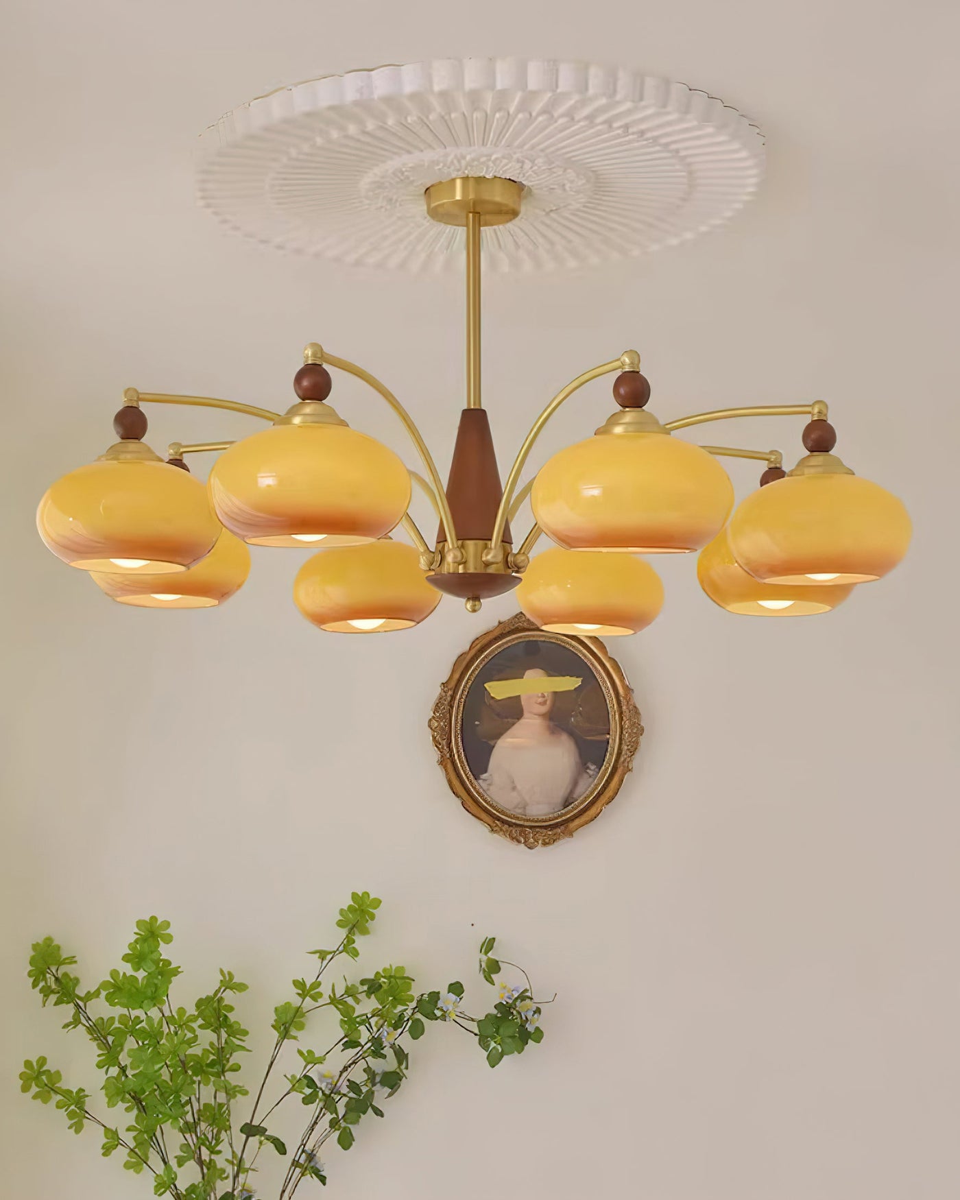 Delira Plafondlamp Retro Hout & Goudglas