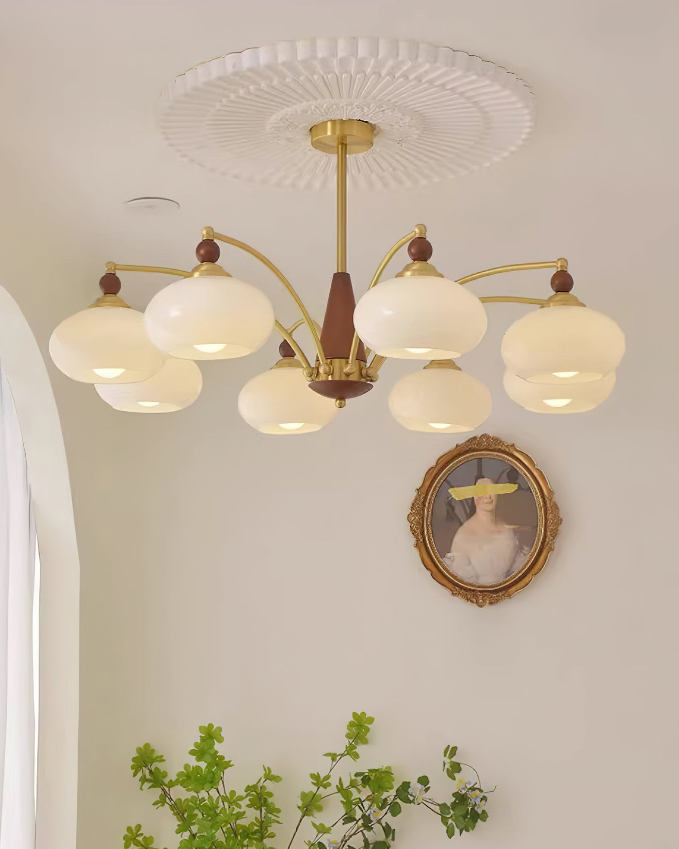 Delira Plafondlamp Retro Hout & Goudglas