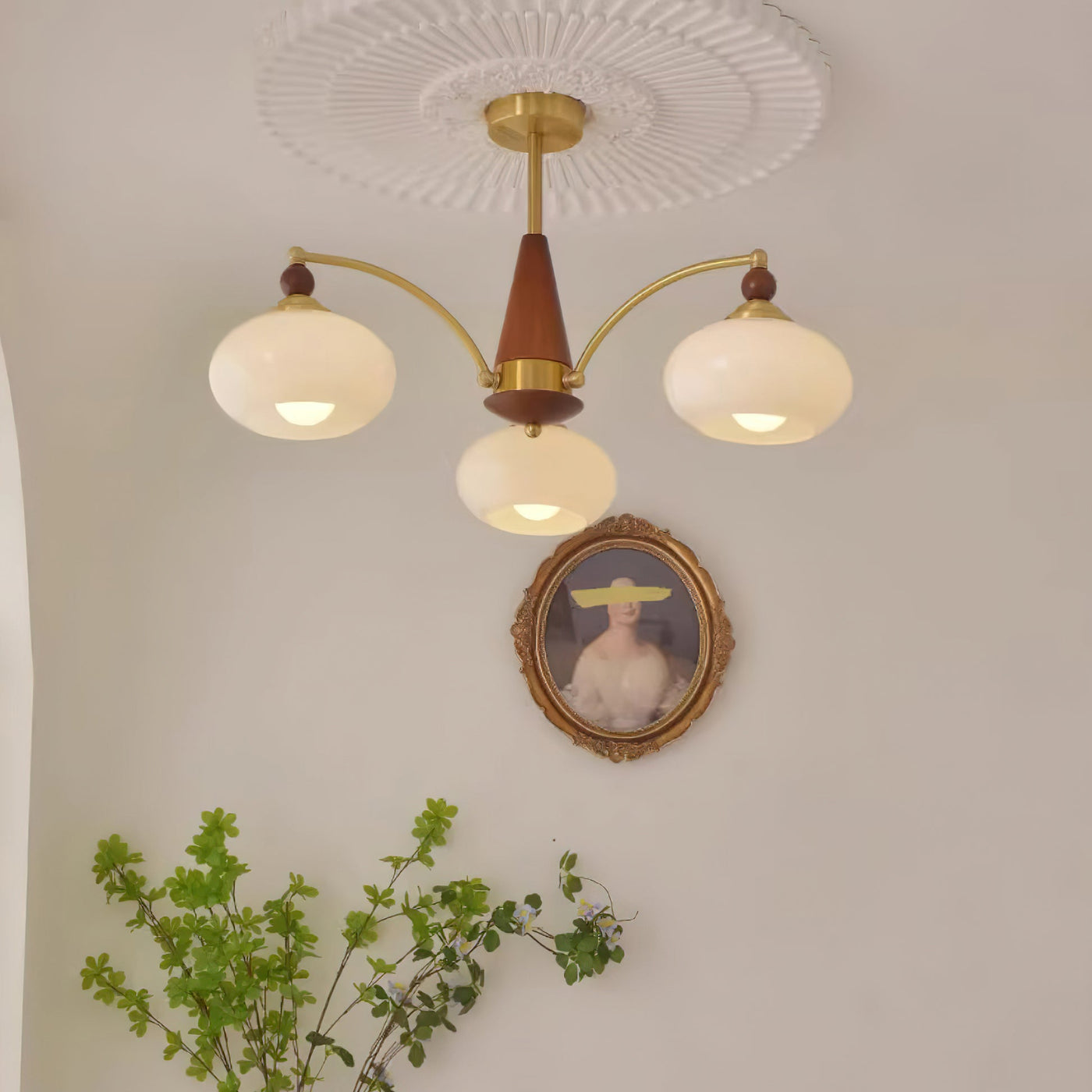 Delira Plafondlamp Retro Hout & Goudglas