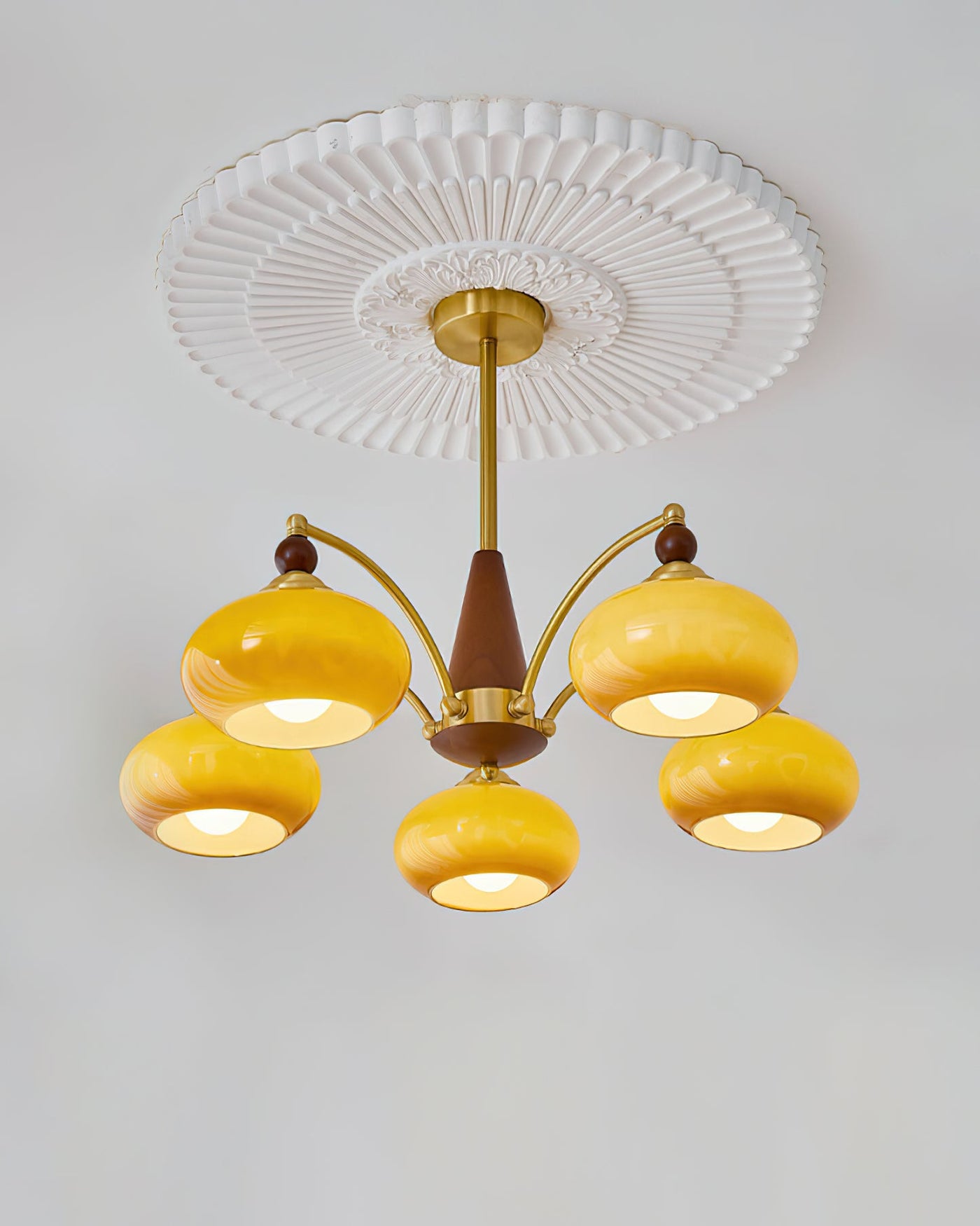 Delira Plafondlamp Retro Hout & Goudglas