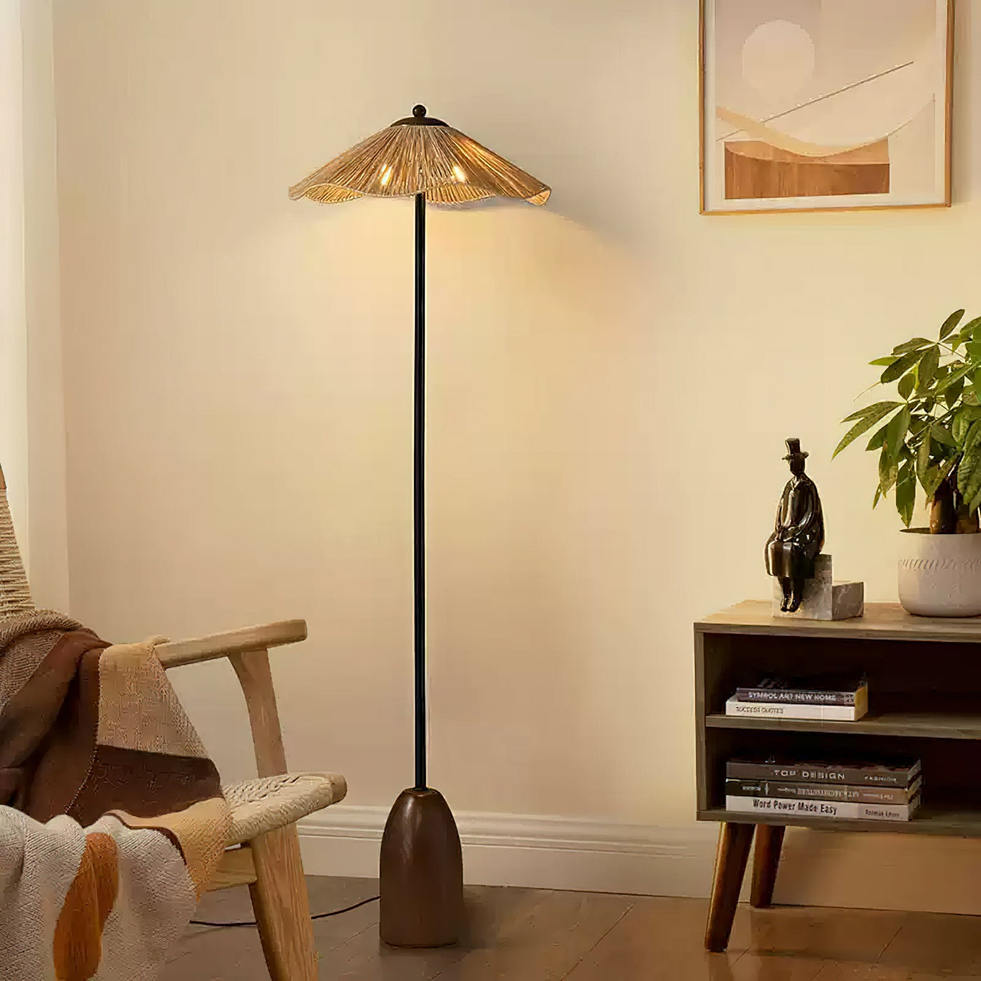 Delira Vloerlamp Met Raffia Kap