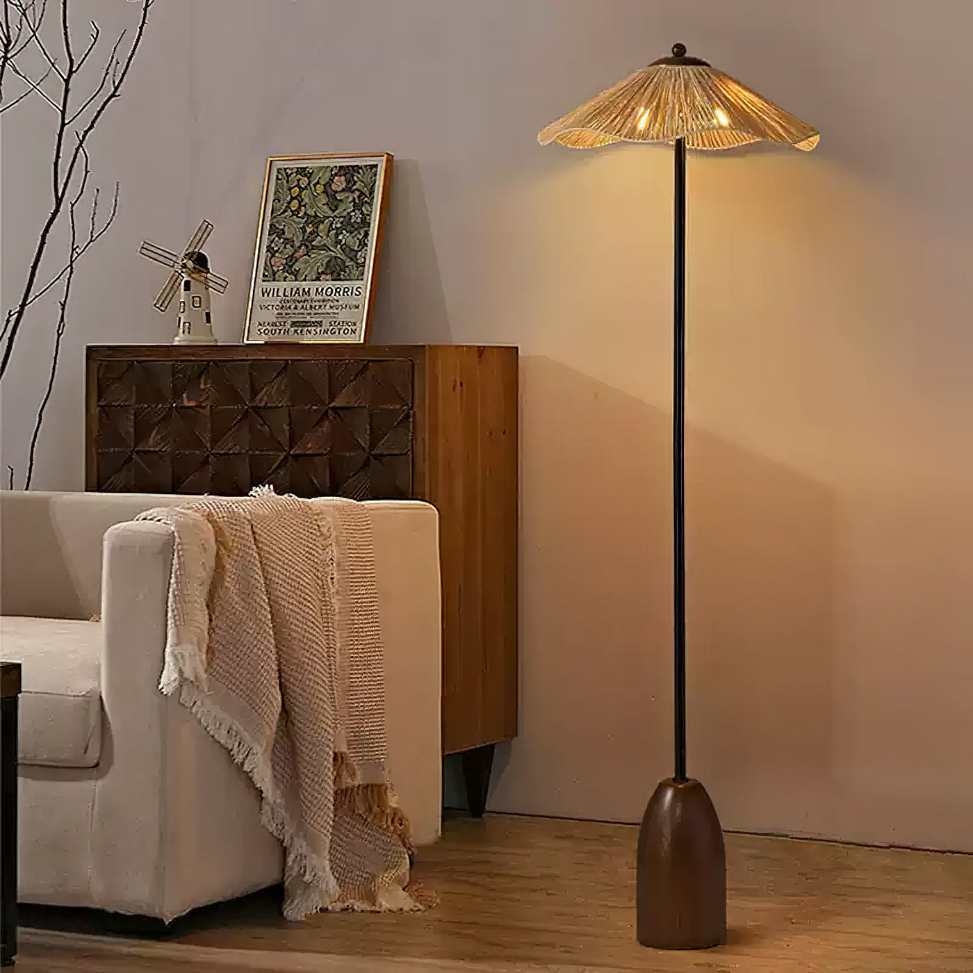 Delira Vloerlamp Met Raffia Kap