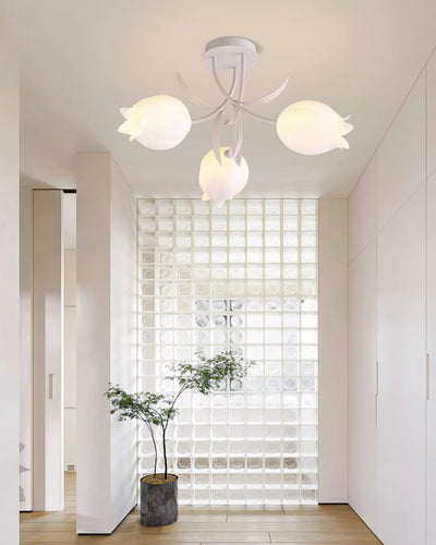 Delira Plafondlamp Bloemvormig Crèmekleurig