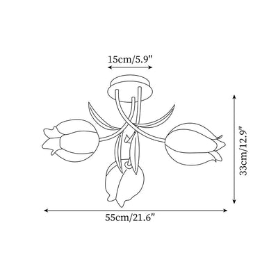 Delira Plafondlamp Bloemvormig Crèmekleurig