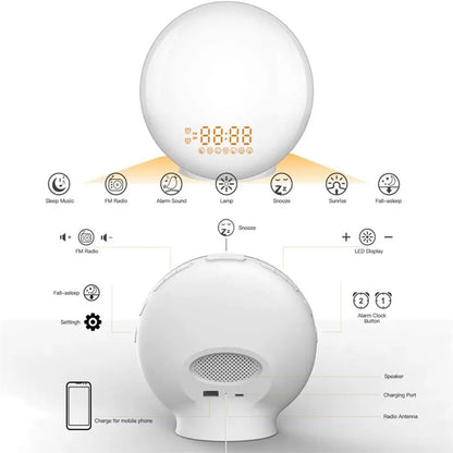 SunGlow™ - Wake-up Light Wekker - Kleurverandering & FM Radio - Kalender & Tijdweergave