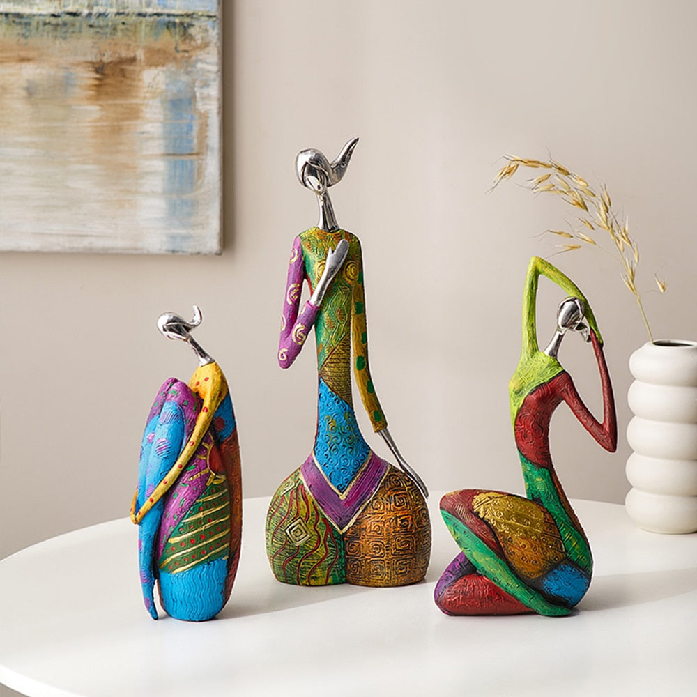 Delira Beeldje Kleurrijke Vrouw Abstract Handgemaakt Kunstobject