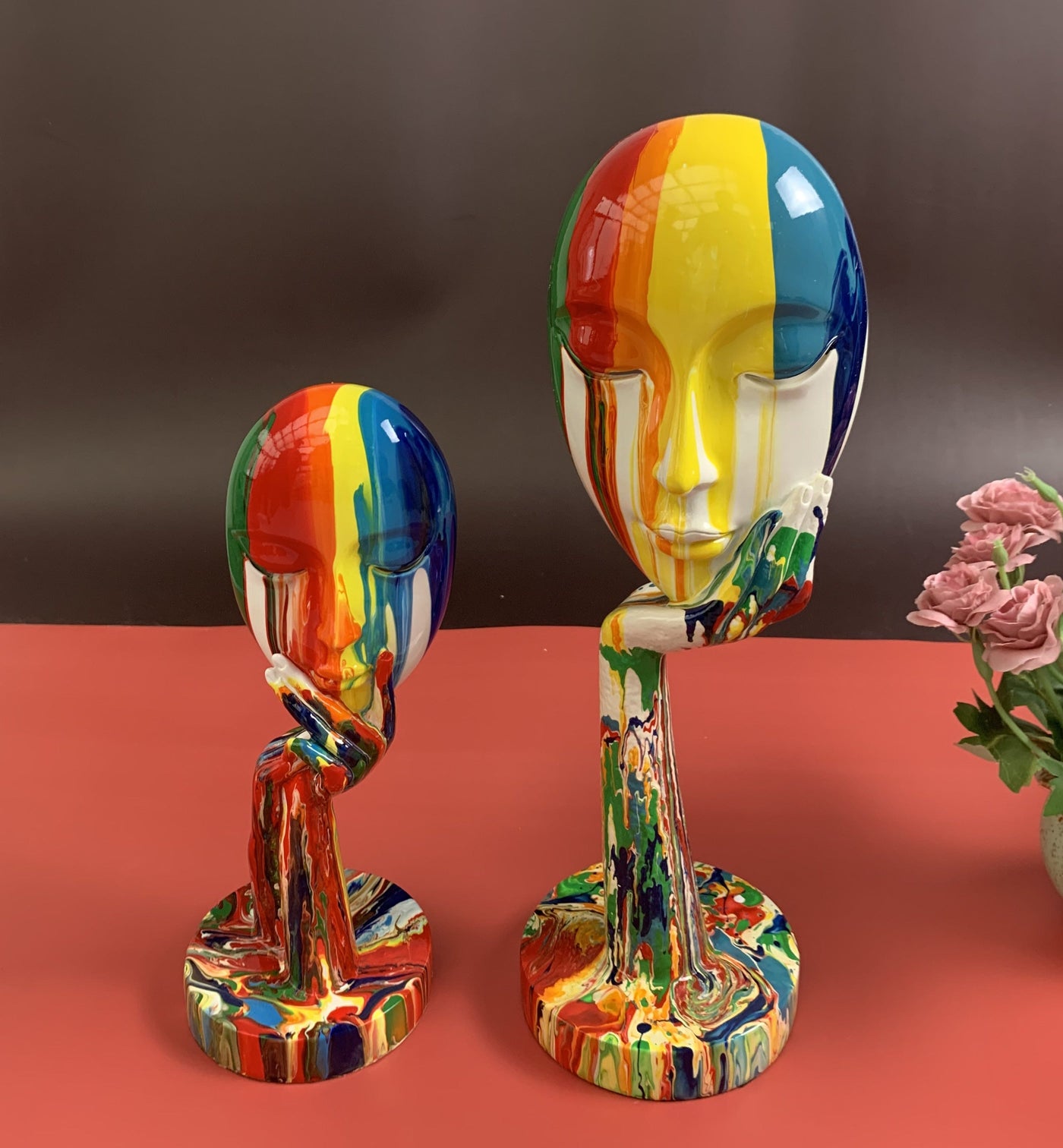 Delira Beeldje Abstract Gezicht Handbeschilderd Kunstobject