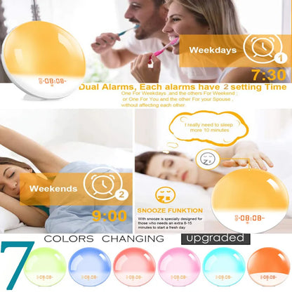 SunGlow™ - Wake-up Light Wekker - Kleurverandering & FM Radio - Kalender & Tijdweergave
