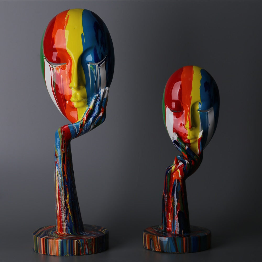 Delira Beeldje Abstract Gezicht Handbeschilderd Kunstobject