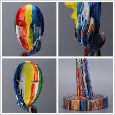 Delira Beeldje Abstract Gezicht Handbeschilderd Kunstobject