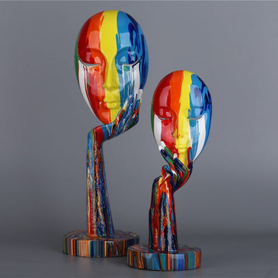 Delira Beeldje Abstract Gezicht Handbeschilderd Kunstobject