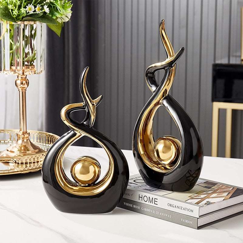 Delira Sculptuur Keramiek Goud Abstract Design