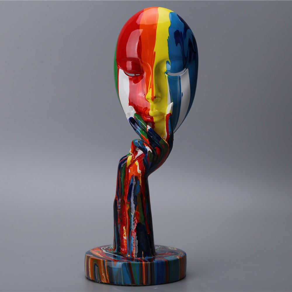 Delira Beeldje Abstract Gezicht Handbeschilderd Kunstobject