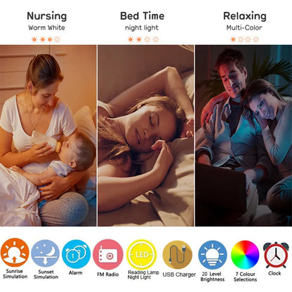 SunGlow™ - Wake-up Light Wekker - Kleurverandering & FM Radio - Kalender & Tijdweergave