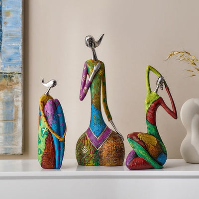 Delira Beeldje Kleurrijke Vrouw Abstract Handgemaakt Kunstobject
