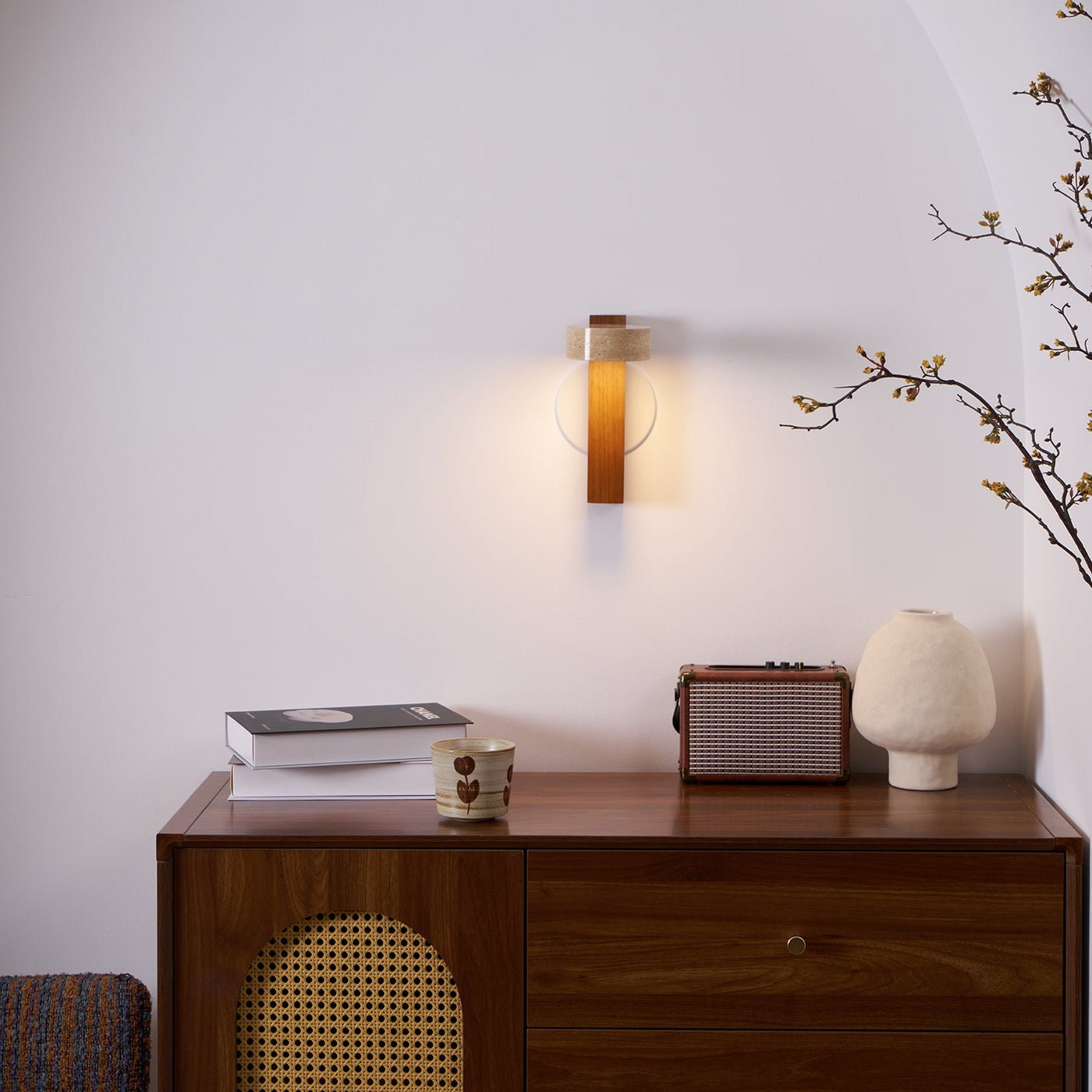 Delira Wandlamp Travertin Houten Design