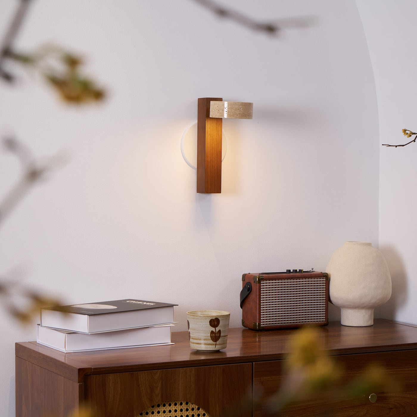 Delira Wandlamp Travertin Houten Design