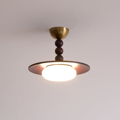 Delira Plafondlamp Walnoot Hout en Alabasterlook