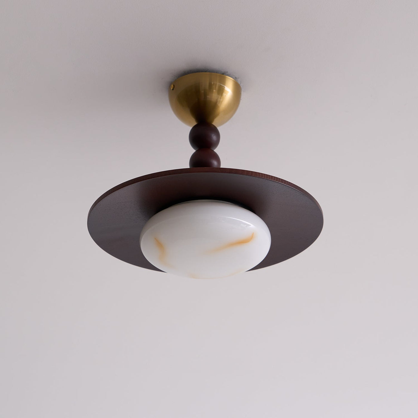 Delira Plafondlamp Walnoot Hout en Alabasterlook