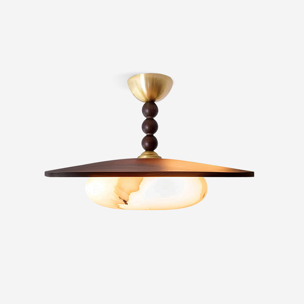 Delira Plafondlamp Walnoot Hout en Alabasterlook