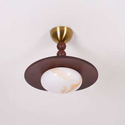 Delira Plafondlamp Walnoot Hout en Alabasterlook