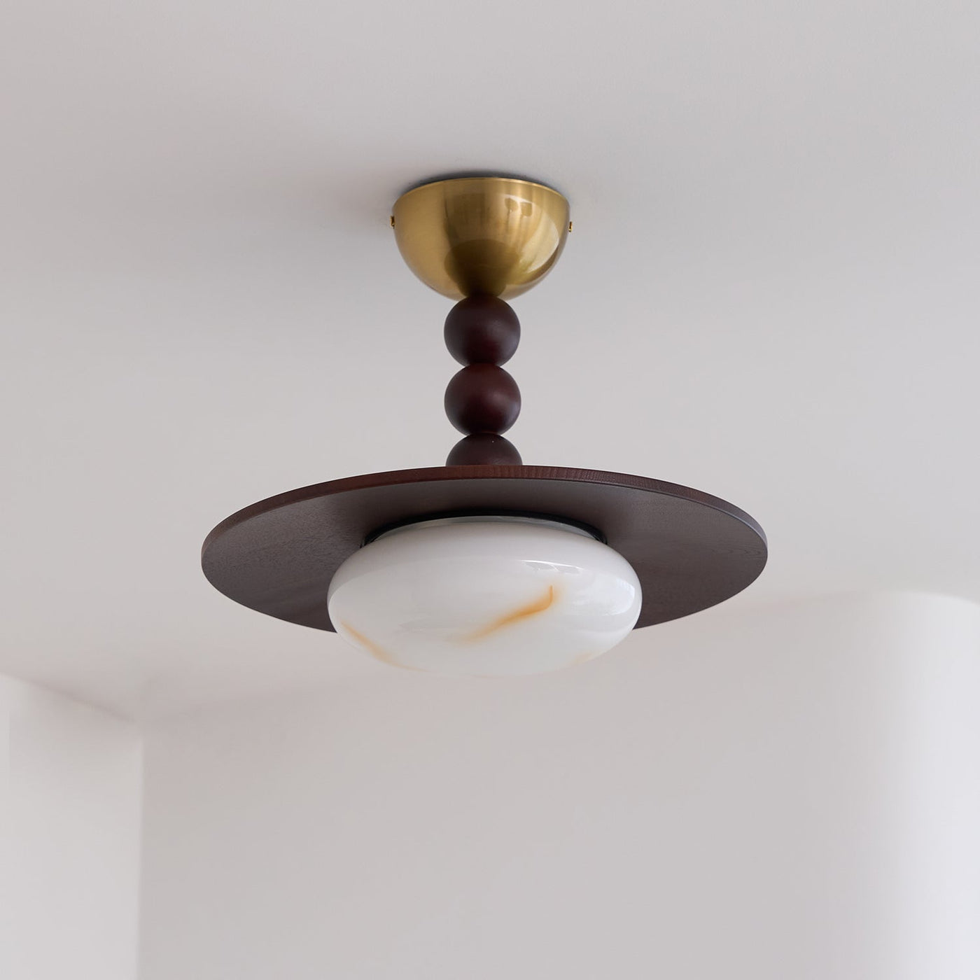 Delira Plafondlamp Walnoot Hout en Alabasterlook