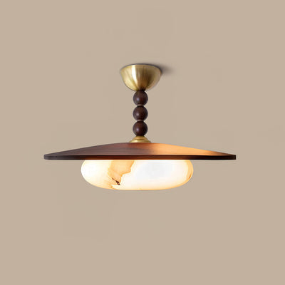 Delira Plafondlamp Walnoot Hout en Alabasterlook