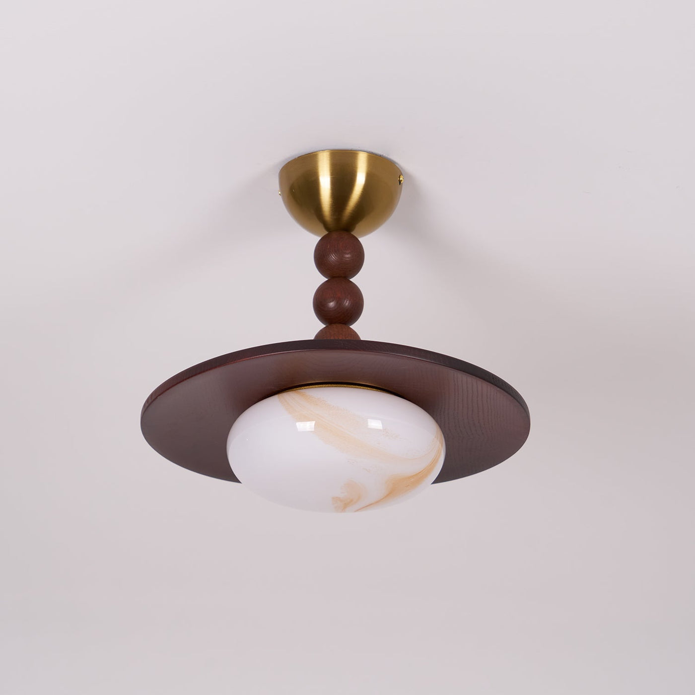 Delira Plafondlamp Walnoot Hout en Alabasterlook