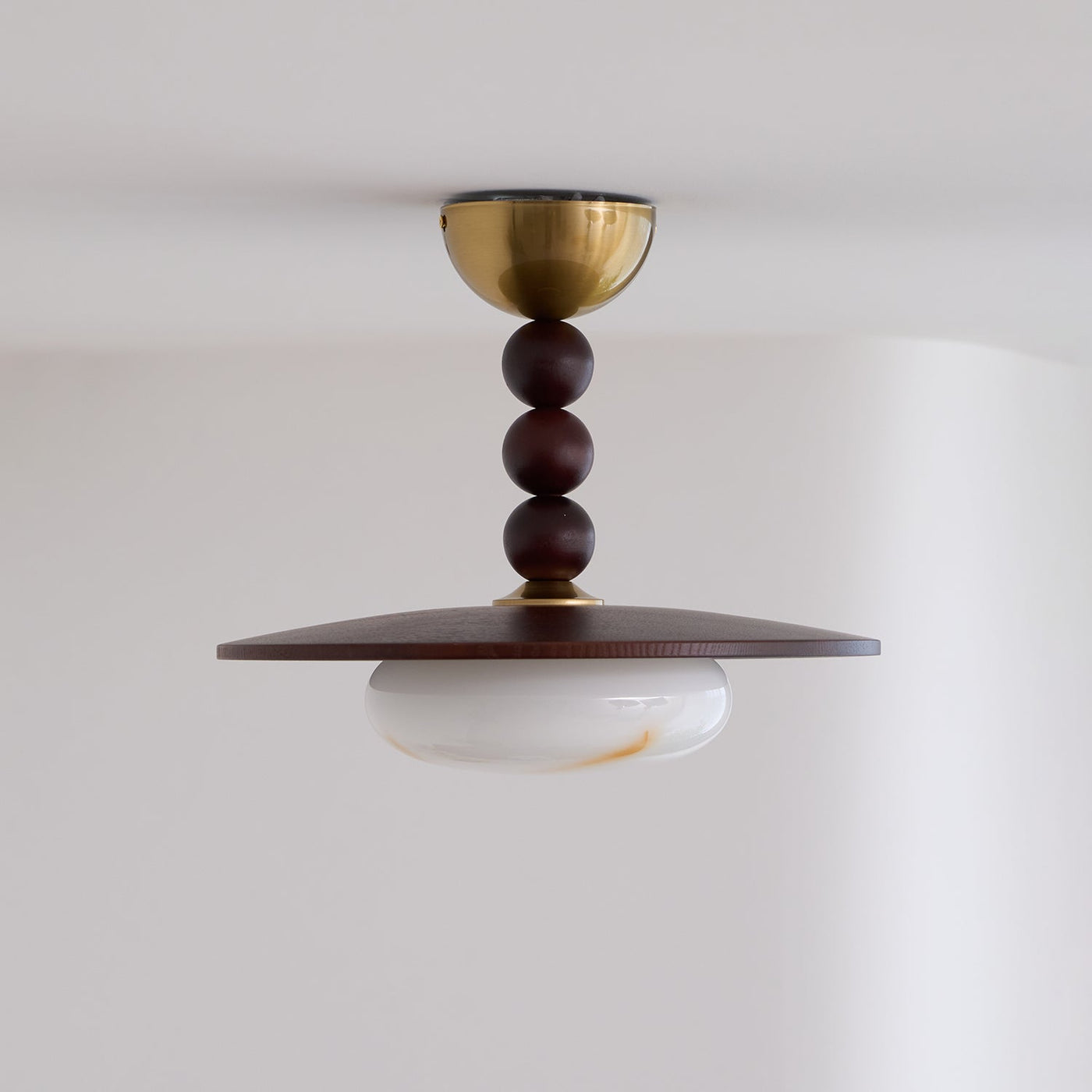 Delira Plafondlamp Walnoot Hout en Alabasterlook