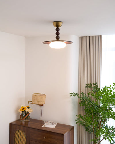Delira Plafondlamp Walnoot Hout en Alabasterlook