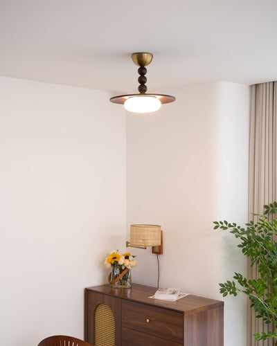 Delira Plafondlamp Walnoot Hout en Alabasterlook