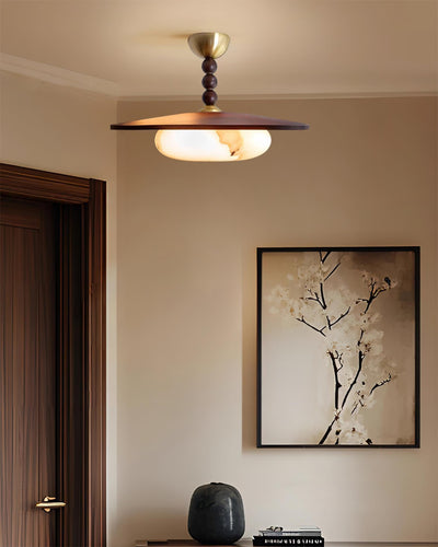 Delira Plafondlamp Walnoot Hout en Alabasterlook