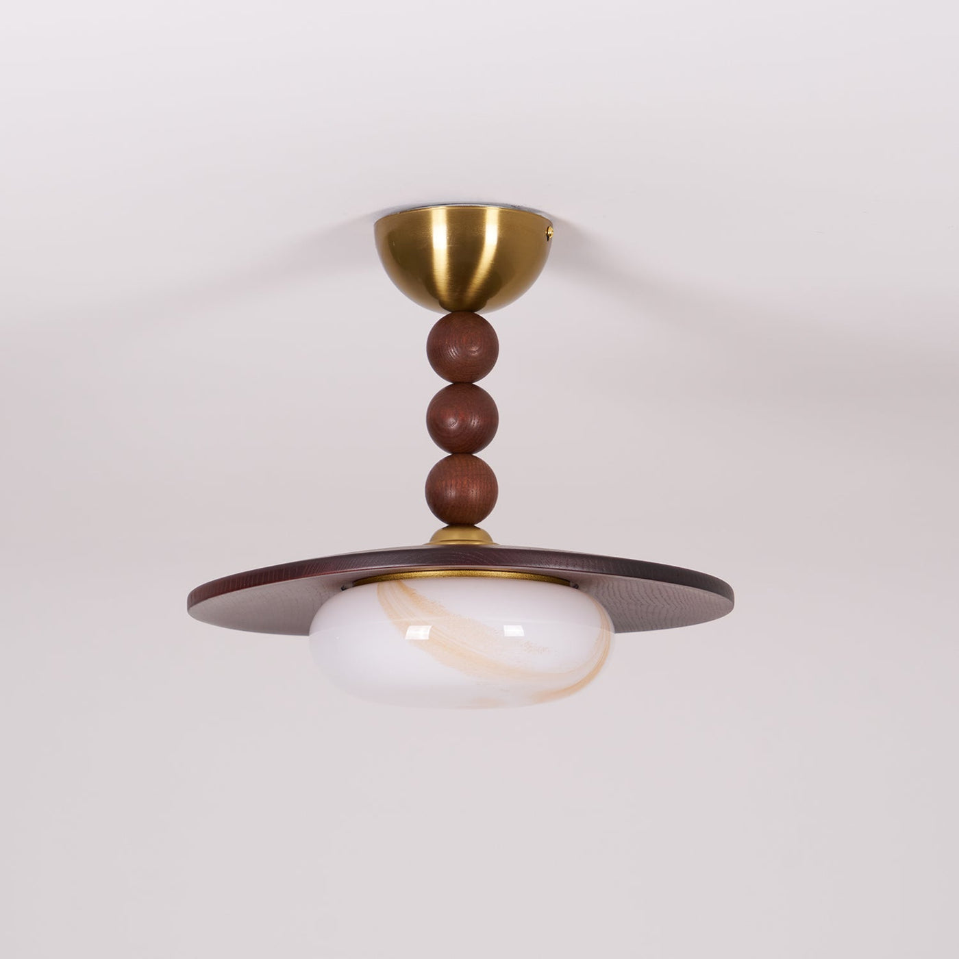 Delira Plafondlamp Walnoot Hout en Alabasterlook