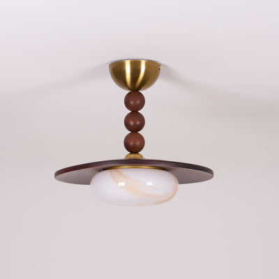 Delira Plafondlamp Walnoot Hout en Alabasterlook