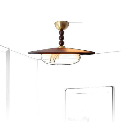 Delira Plafondlamp Walnoot Hout en Alabasterlook