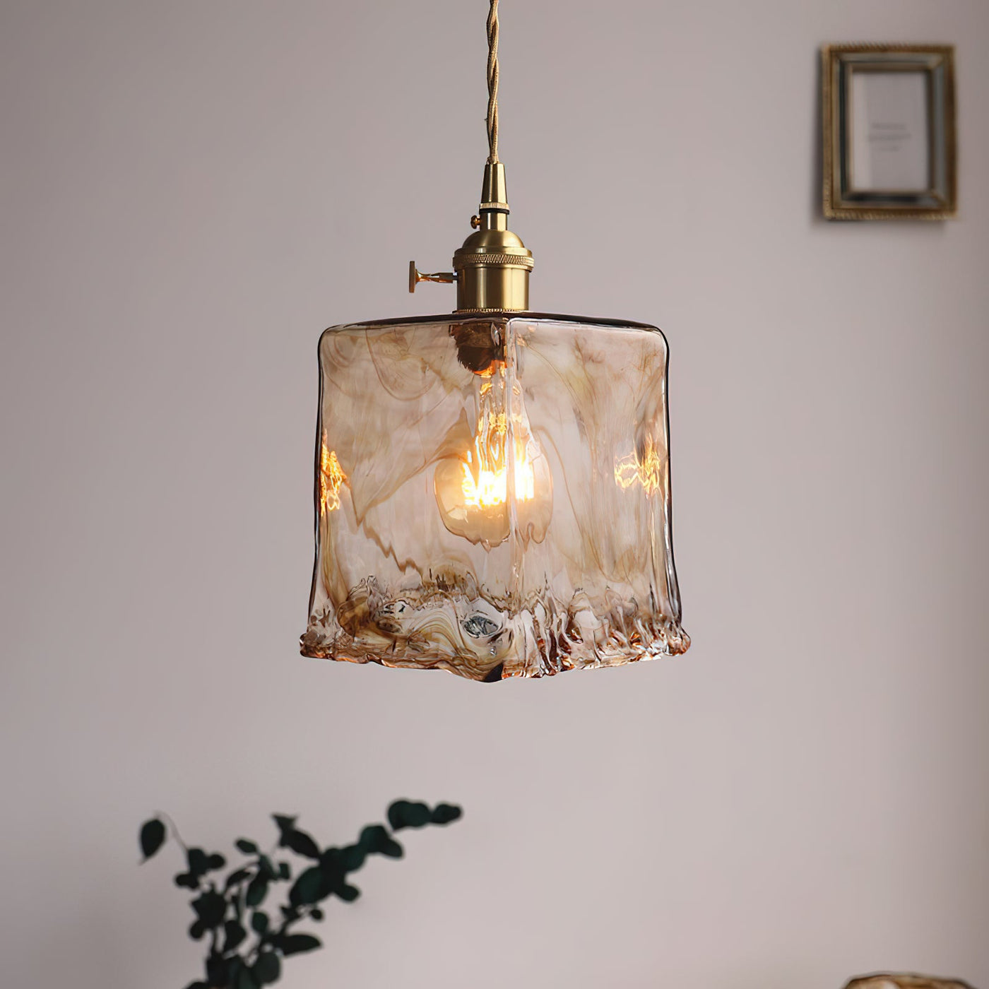 Delira Hanglamp Glas Messing Vintage
