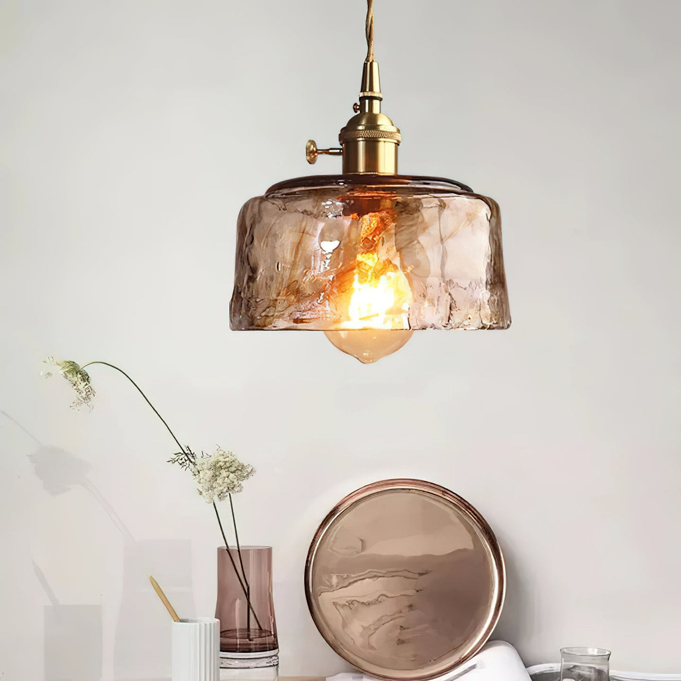 Delira Hanglamp Glas Messing Vintage