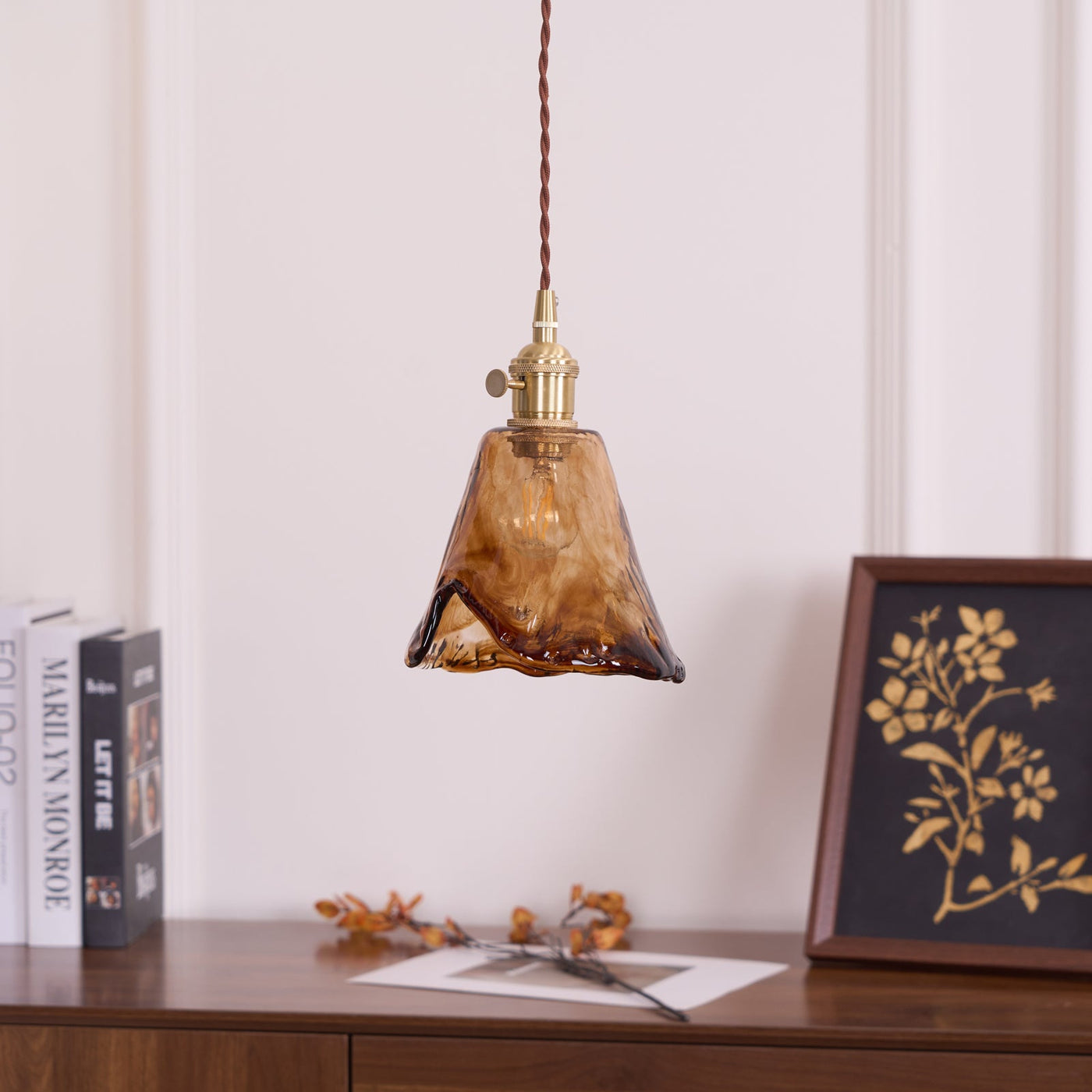 Delira Hanglamp Glas Messing Vintage