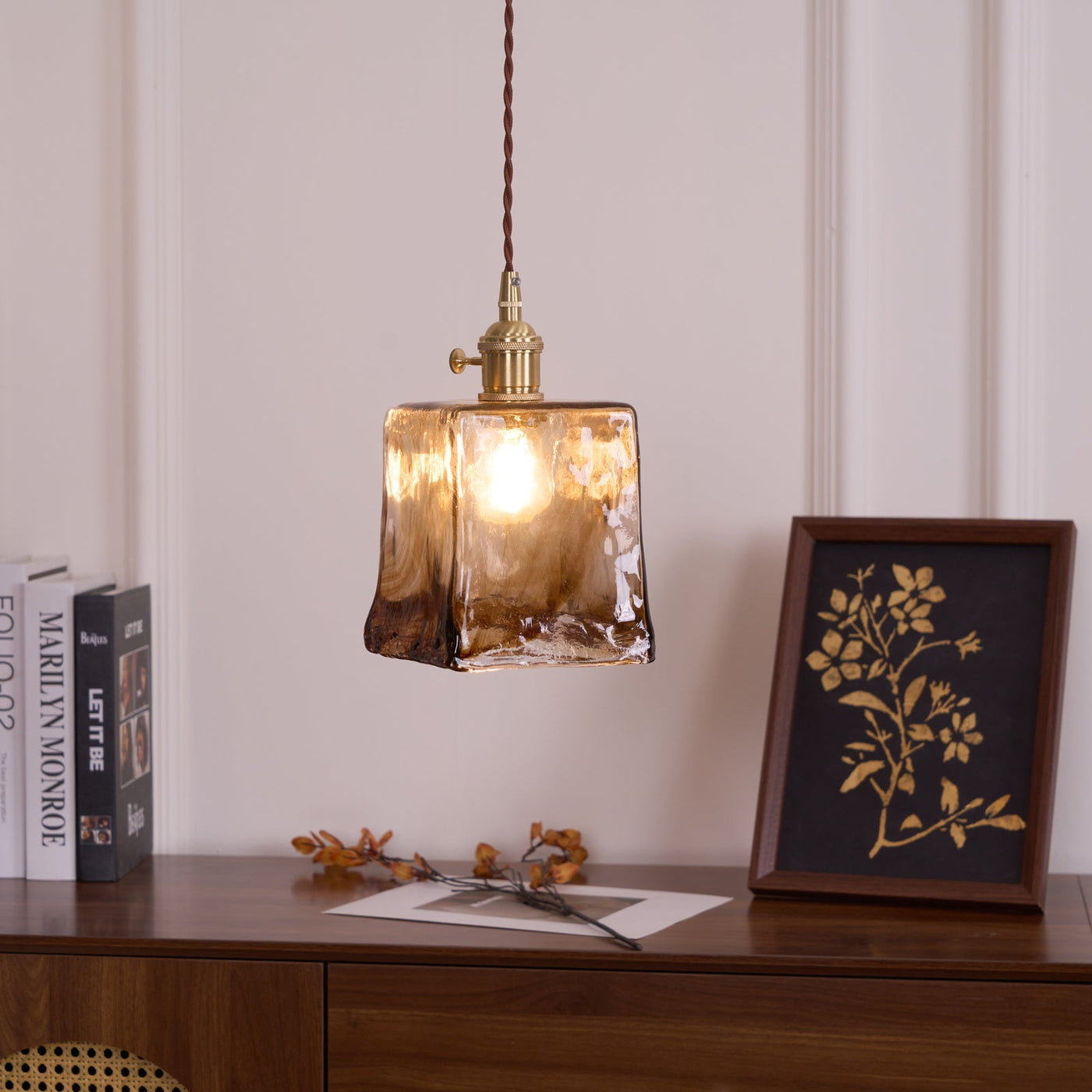 Delira Hanglamp Glas Messing Vintage