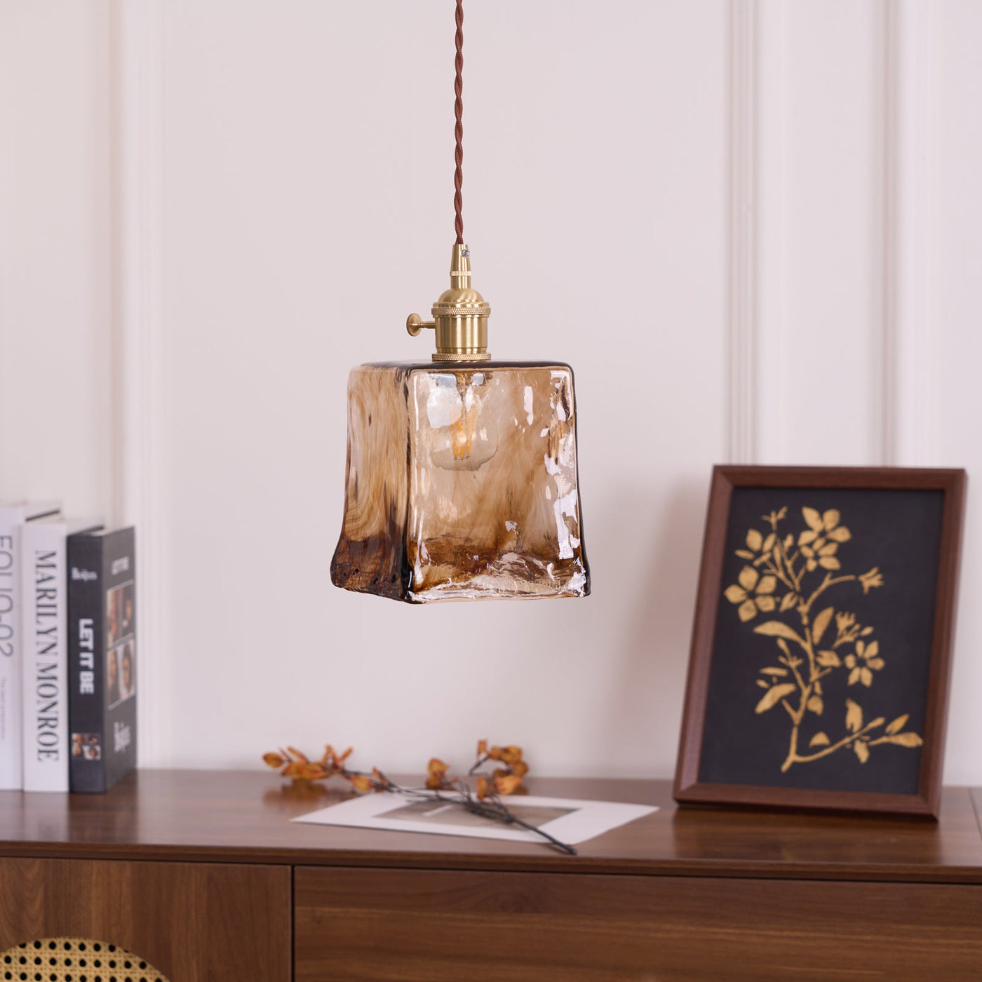Delira Hanglamp Glas Messing Vintage
