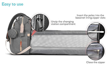 NestEase™ – De 3-in-1 Luiertas met Uitklapbaar Reisbedje