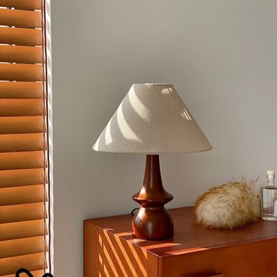 Vintage Massief Houten Tafellamp