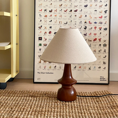 Vintage Massief Houten Tafellamp