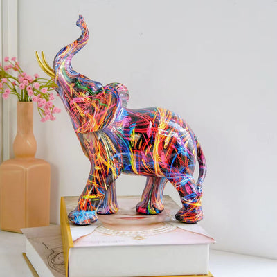 Delira Beeldje Kleurrijke Olifant Graffiti