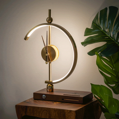 Delira Tafellamp Hout Klok en Oplader